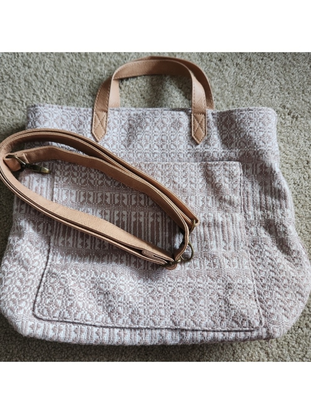 Women's Textured Pink Tote Bag with Removable Strap